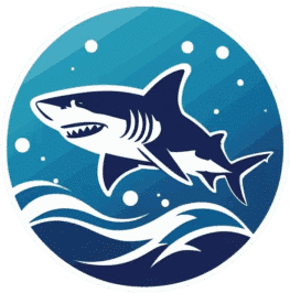 Logotipo de mergulho com tubarões