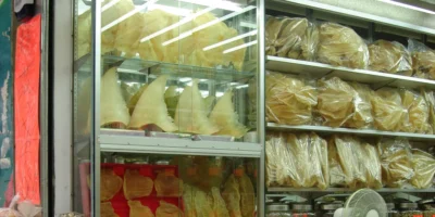 Barbatanas de tubarão expostas numa loja na China